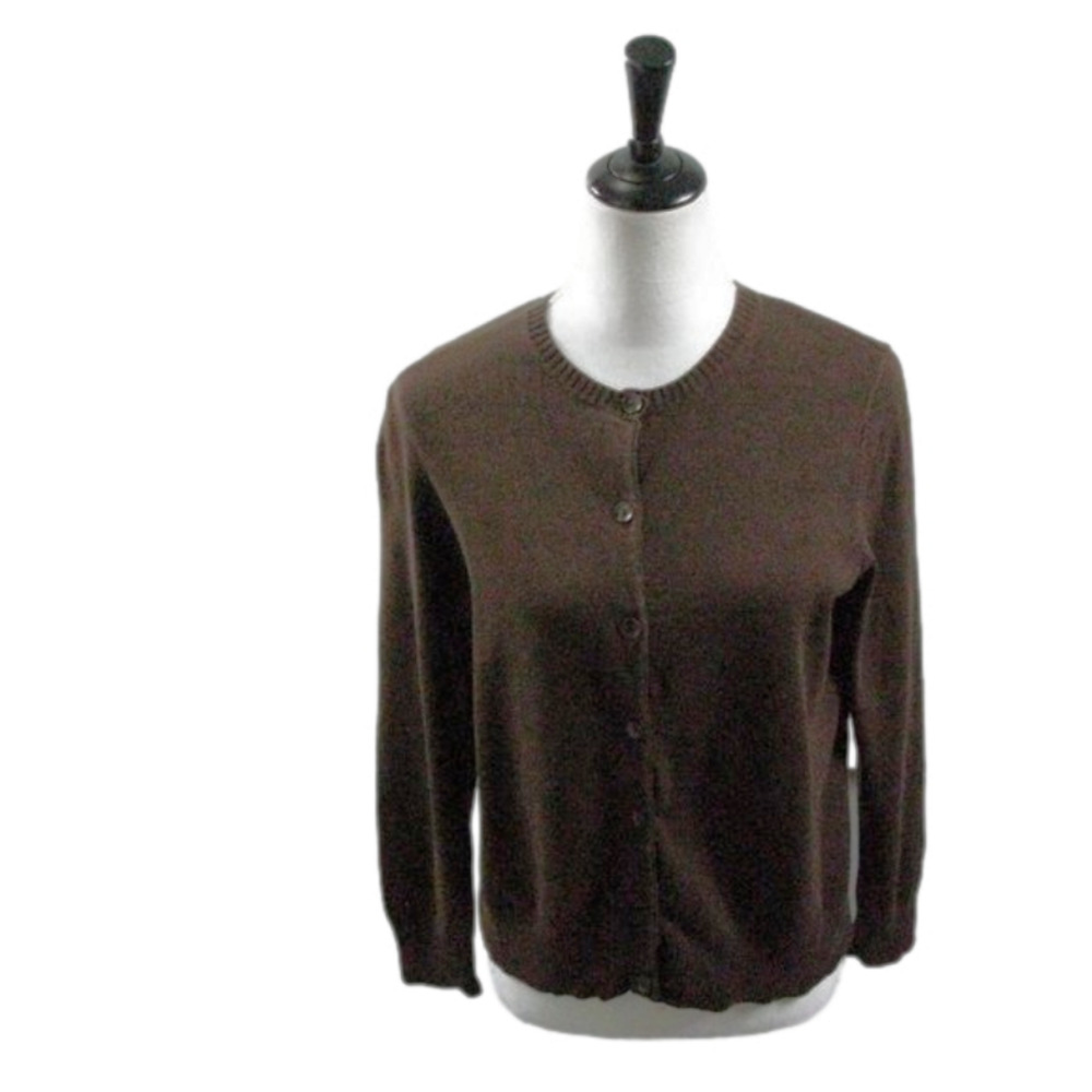Studio Works Petite Brown Button Front Cardigan Size PM